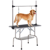 Table de toilettage pour chien avec 2 sangles de sécurité panier de rangement