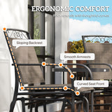 Banc glissoir extérieur avec table à café, chaise berçante loveseat 2 places patio avec sling respirant pour cour jardin porche
