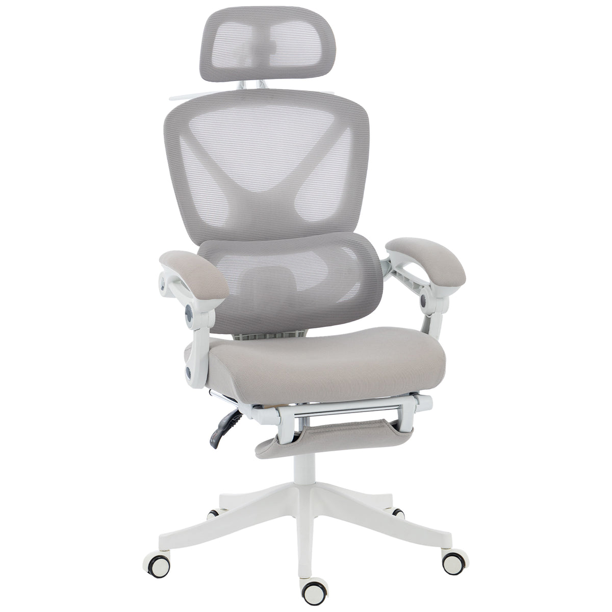 Mesh Desk Chair with Adjustable Headrest, Reclining Ergonomic Office Chair with Footrest