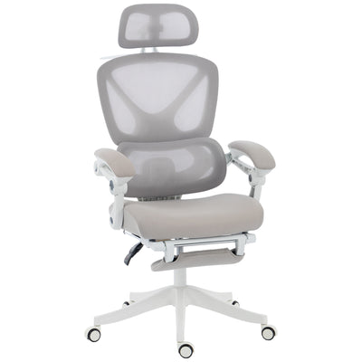 Mesh Desk Chair with Adjustable Headrest, Reclining Ergonomic Office Chair with Footrest
