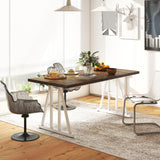 Table de cuisine fermette pour 8, Table à manger rectangulaire avec plateau épais et pieds en acier