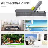 Patio Wicker Lounger, Outdoor PE Rattan Single Chaise Lounge w/Adjustable Recliner Backrest