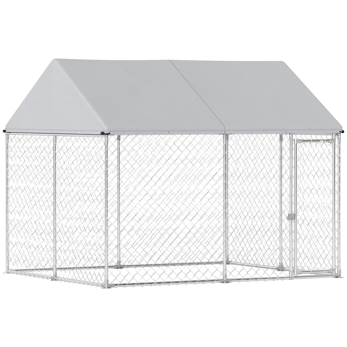 Chenil extérieur robuste en acier galvanisé avec toit imperméable, système de loquet sécurisé, 9,2' x 7,5' x 7,2'