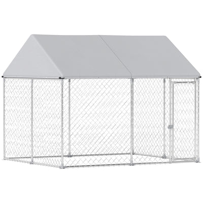 Heavy Duty Galvanized Steel Outdoor Dog Kennel with Waterproof Roof, Safety Lockable Latch System, 9.2' x 7.5' x 7.2'