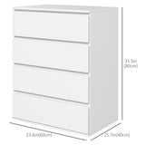 Commode 4 tiroirs, Commode de chambre haute brillance, avec glissières en métal et poignées à rainure