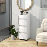Slim Bathroom Cabinet, Bathroom Storage Cabinet with 4 Top Compartments, 3 Drawers & Towel Rack for Narrow Spaces