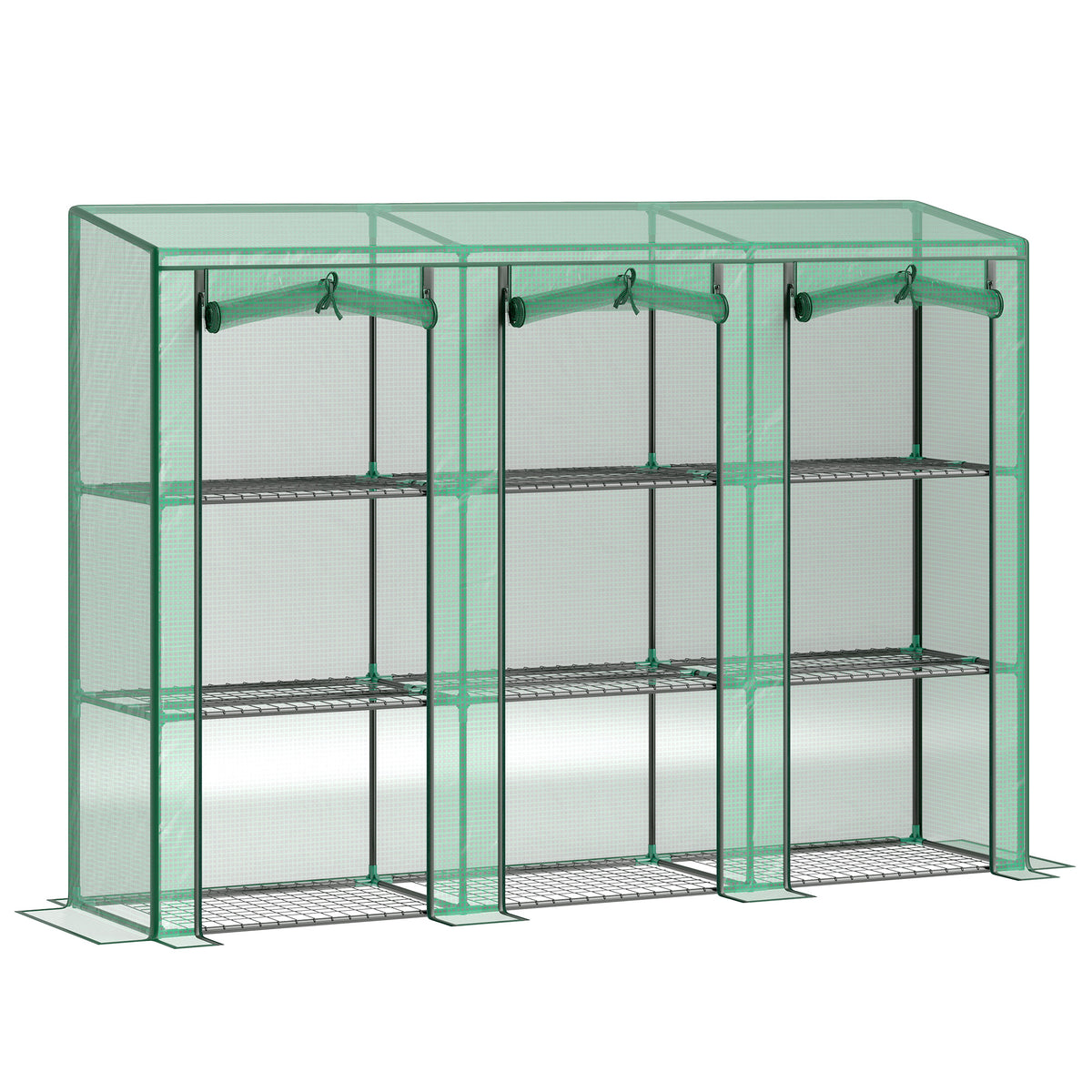 Lean-to Greenhouse with 3 Tier Shelves