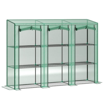 Lean-to Greenhouse with 3 Tier Shelves