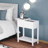 Flip Top End Table, Side Table with Storage Shelf and Cable Management
