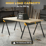 Mitre Saw Stands, Sawhorses with Height Adjustable Legs, 2x4 Bracket