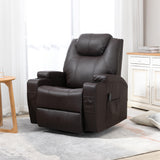 Fauteuil inclinable de massage, fauteuil à bascule pivotant pour chambre de bébé, canapé inclinable manuel avec 8 points de vibration, cuir PU