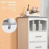 Small Bathroom Storage Cabinet, Floor Cabinet with 3 Drawers and Open Component