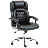Chaise de bureau grande taille 180 kg, Chaise de bureau avec coussin à ressort, Cuir PU, Dossier haut, Roulettes pivotantes