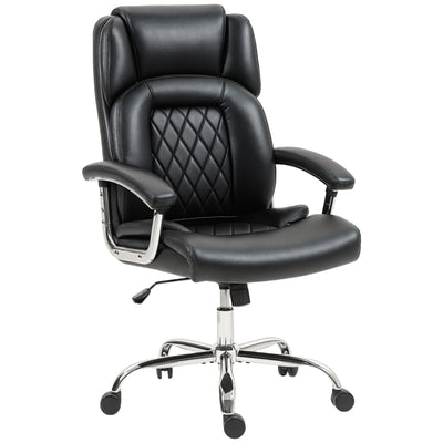 Big and Tall Office Chair 400 lbs, Desk Chair with Spring Cushion, PU Leather, High Back, Swivel Wheels