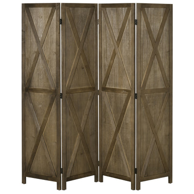 Paravent mural 4 panneaux style fermette avec conception repliable cadre en bois 5,6 pi