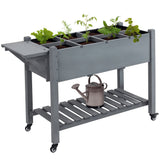 Raised Garden Bed with 8 Grids and Storage Shelf