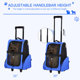 2-IN-1 Pet Luggage Box Backpack Carrier Cats Dogs w/ Handle, Rolling Wheel
