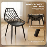 Modern Dining Chairs Set of 4, Plastic Kitchen Chairs with Hollow Backrest and Metal Legs for Living Dining Room