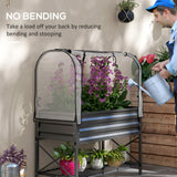 Raised Garden Bed with Cover, Metal Elevated Planter Box with Bottom Shelf and Liner