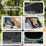 Dog Stroller Easy Fold Pet Stroller for Large Dogs Up to 66lbs with 4-Wheel Shock Absorption & One-Foot Brake Turquoise