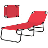 Outdoor Folding Lounge Chair, Steel Tanning Chair with Reclining Back, Breathable Mesh for Beach