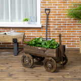Wooden Raised Garden Bed, Flower Cart w/ Wheels