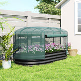 6' x 3' Galvanized Raised Garden Bed with Crop Cage Net Cover and Watering System