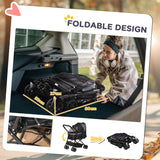 Foldable Cat Dog Travel Carriage, 4 Wheels Pet Stroller with EVA Wheel Brake, 3-stage Canopy, Mesh Window Door