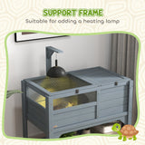 Wooden Tortoise House Habitat with Shelf, Light Support Frame, Tray for Indoor Use, 33