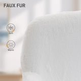 Office Chair, Faux Rabbit Fur Upholstered Vanity Desk Chair