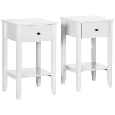 Tables d'appoint (lot de 2), tables de chevet avec tiroir et étagère inférieure, table de nuit à 2 niveaux pour chambre à coucher