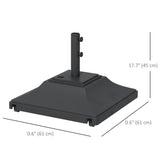 Square Umbrella Base with Wheels, 99 lbs Water or 132 lbs Sand Filled, with Double Adjustable Knob