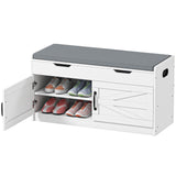 Shoe Storage Bench, Entryway Bench with 2-Tier Cabinet, Padded Cushion for Hallway