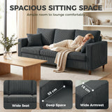 Canapé 3 places avec assise large, Causeuse en velours côtelé avec siège profond
