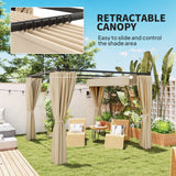 10' x 10' Retractable Pergola Canopy with Sidewalls, Metal Outdoor Gazebo Sun Shade Shelter