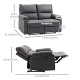 2 Seater Reclining Chair, Loveseat Recliner Sofa with Footrest and Split Backrest