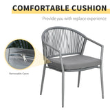 3-Piece Rattan Bistro Set, Garden Seating Group with 2 Armchairs and Coffee Table