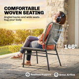 Ensemble de mobilier de patio en rotin 3 pièces, ensemble bistro extérieur avec table en acier