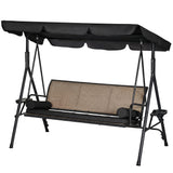 Outdoor 3-Seat Porch Swing with Canopy, Pillows and Steel Frame
