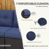 Ensemble mobilier patio 2 pièces, causeuse d'angle sofa coin rotin extérieur combinaison libre PE, avec accoudoirs courbés et coussin rembourré pour balcon