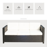 Deluxe 3 Seat Rattan Wicker Sofa Garden Outdoor Patio Furniture with Cushion
