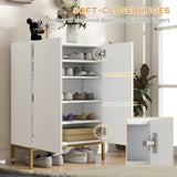 Armoire à chaussures avec tablettes réglables et charnières à fermeture douce, pour 15-20 paires de chaussures