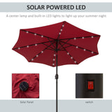 9ft Solar Patio Umbrella Outdoor Sunshade 24 LED Lights Tilt Canopy