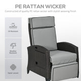 Chaise inclinable en rotin avec dossier et repose-pieds réglables, plateau latéral