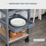 Kitchen Island Rolling Trolley Utility Serving Cart with Drawer