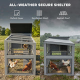 Grand poulailler, maison pour poules en bois avec enclos couvert, plateau coulissant