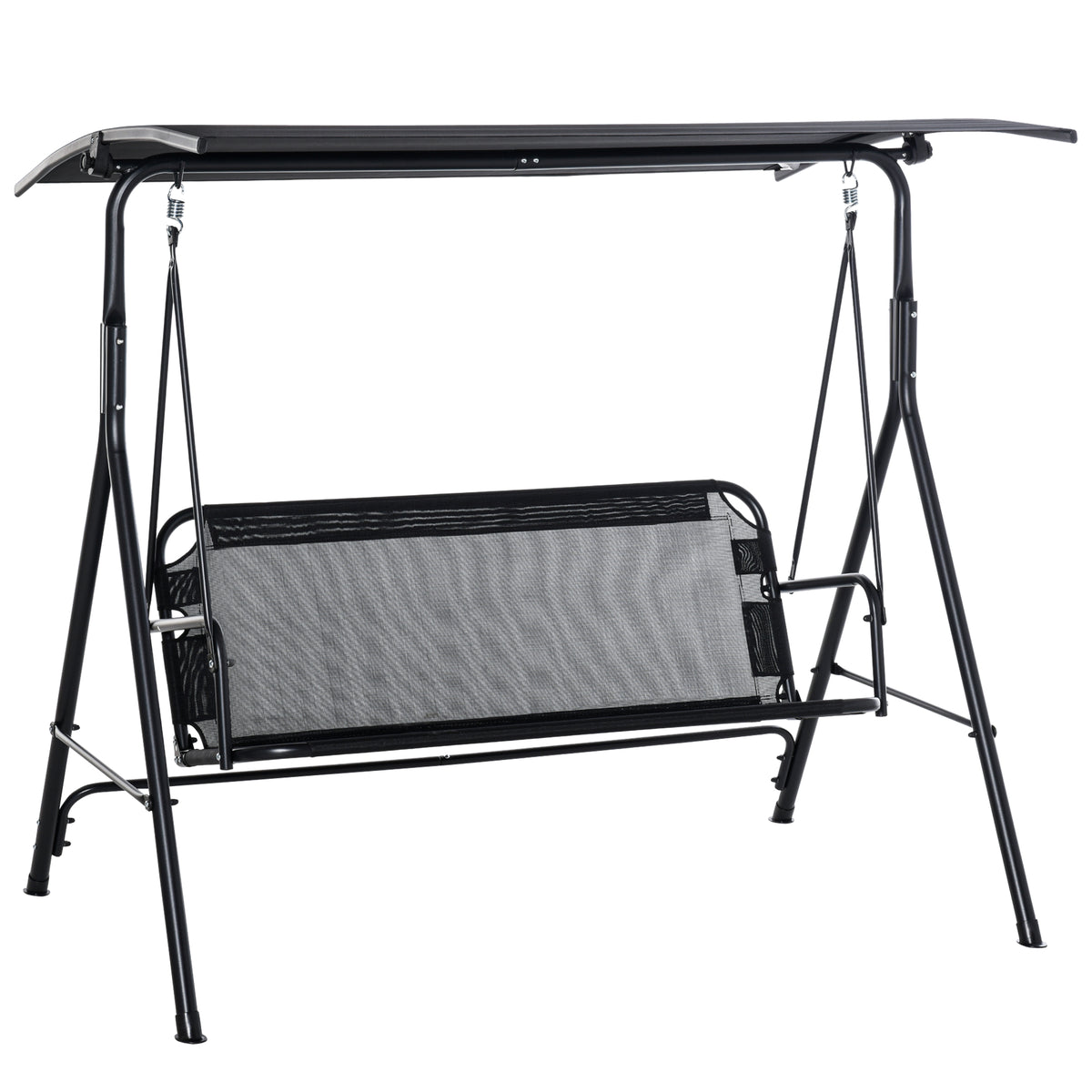 2-Person Porch Swing Chair, 2 Seater Patio Swing Bench w/ Adjustable Canopy