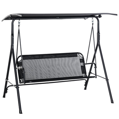 2-Person Porch Swing Chair, 2 Seater Patio Swing Bench w/ Adjustable Canopy