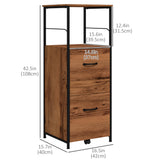 Vertical Filing Cabinet, Tall File Cabinet with 2 Drawers, Hanging Bars for Letter and A4 Size