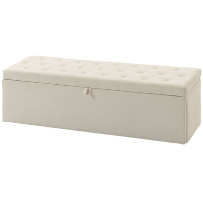 Storage Ottoman, Upholstered Velvet End of Bed Bench